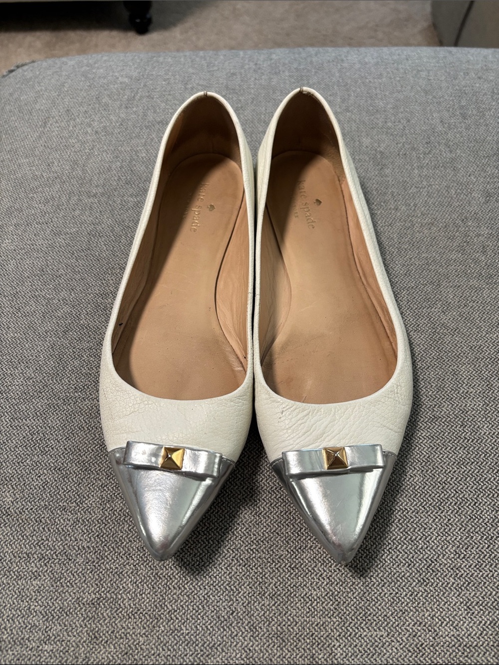 Kate Spade White Captoe Paloma Flats